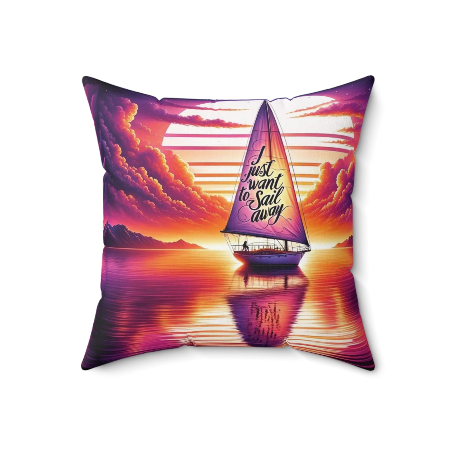 Sail Away at Sunset Spun Polyester Square Pillow