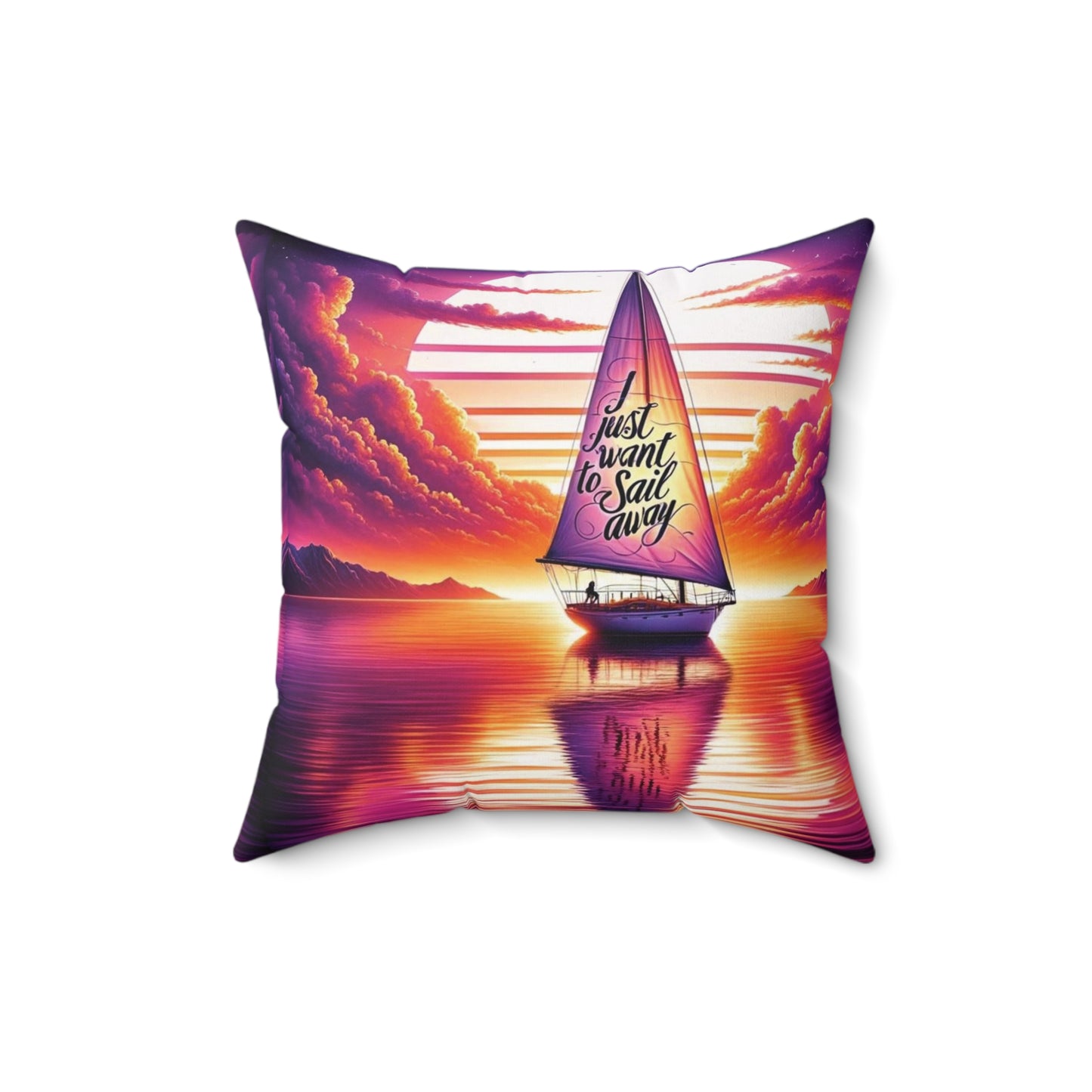 Sail Away at Sunset Spun Polyester Square Pillow