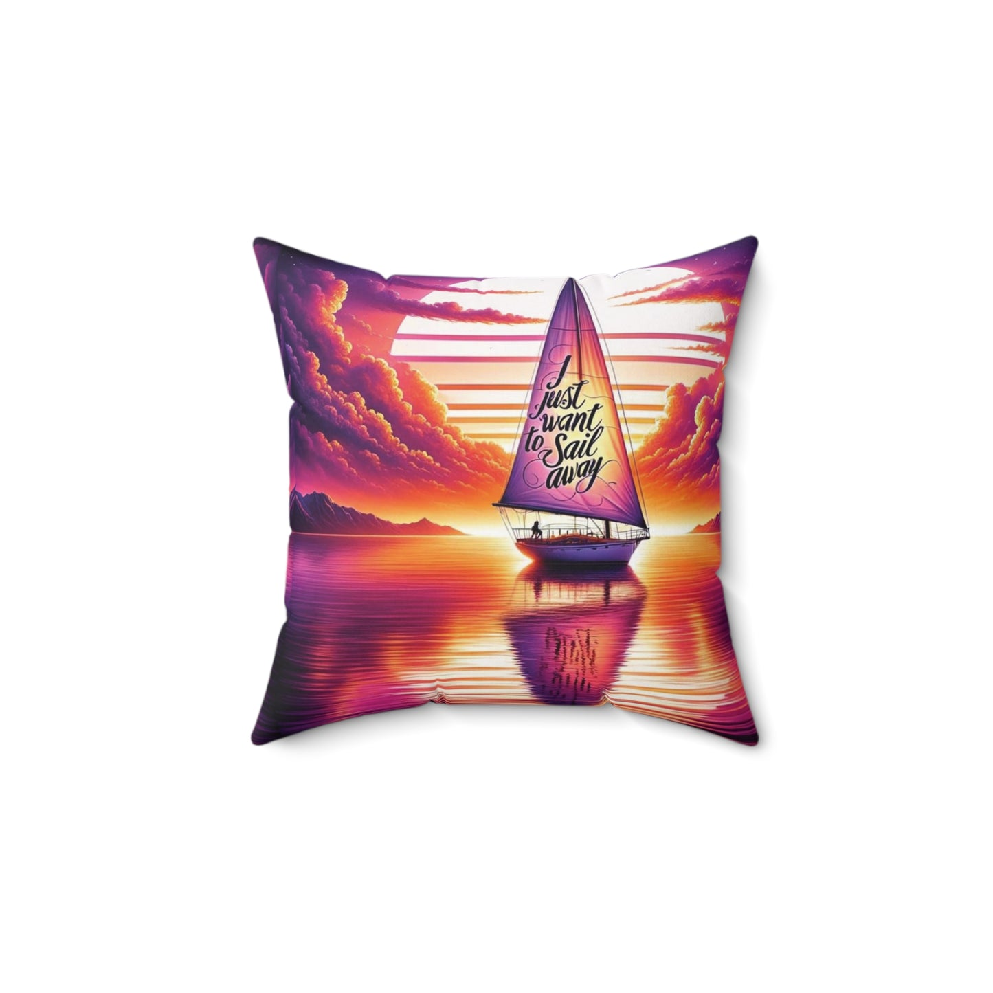 Sail Away at Sunset Spun Polyester Square Pillow